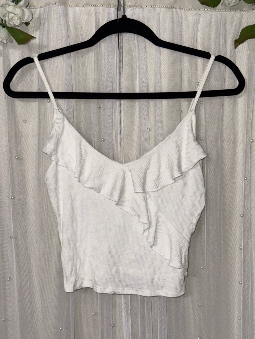 White Ruffle Crop Top